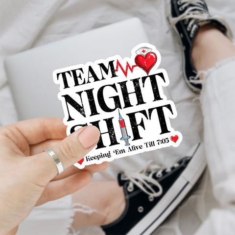 3 Pcs Team Night Shift Sticker, Night Shift Nurse Sticker, Medical Worker Sticker, Funny Nurse Gift, RN BSN CNA Doctor Vinyl Sticker 3 Inches for Laptop Water Bottle Phone Helmet Kindles Tumbler