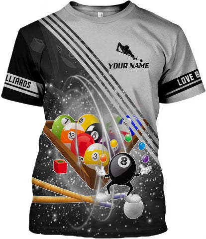 Parvii Personalized Billiards Shirt for Men, 8 Ball Pool Shirt, Billiards Gift
