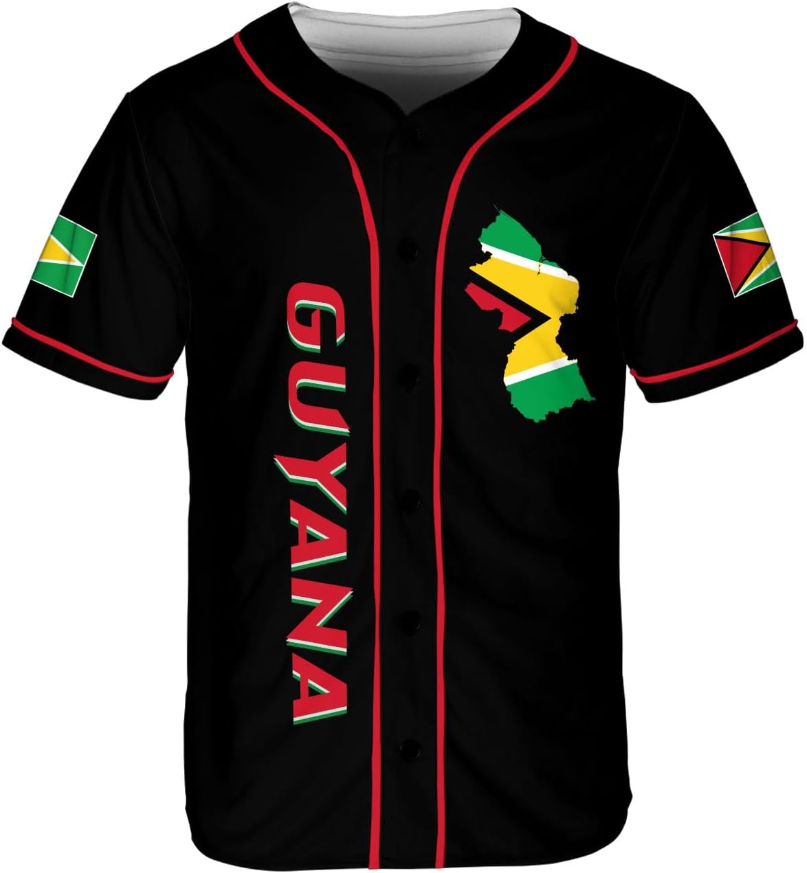 Leeprints Personalized Guyana Baseball Jersey Shirt, GuyaneseFlag Jersey, Guyana Guyanese Pride Jersey for Men and Women