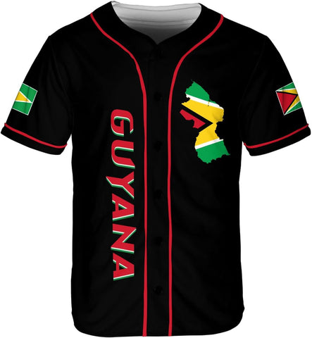 Leeprints Personalized Guyana Baseball Jersey Shirt, GuyaneseFlag Jersey, Guyana Guyanese Pride Jersey for Men and Women