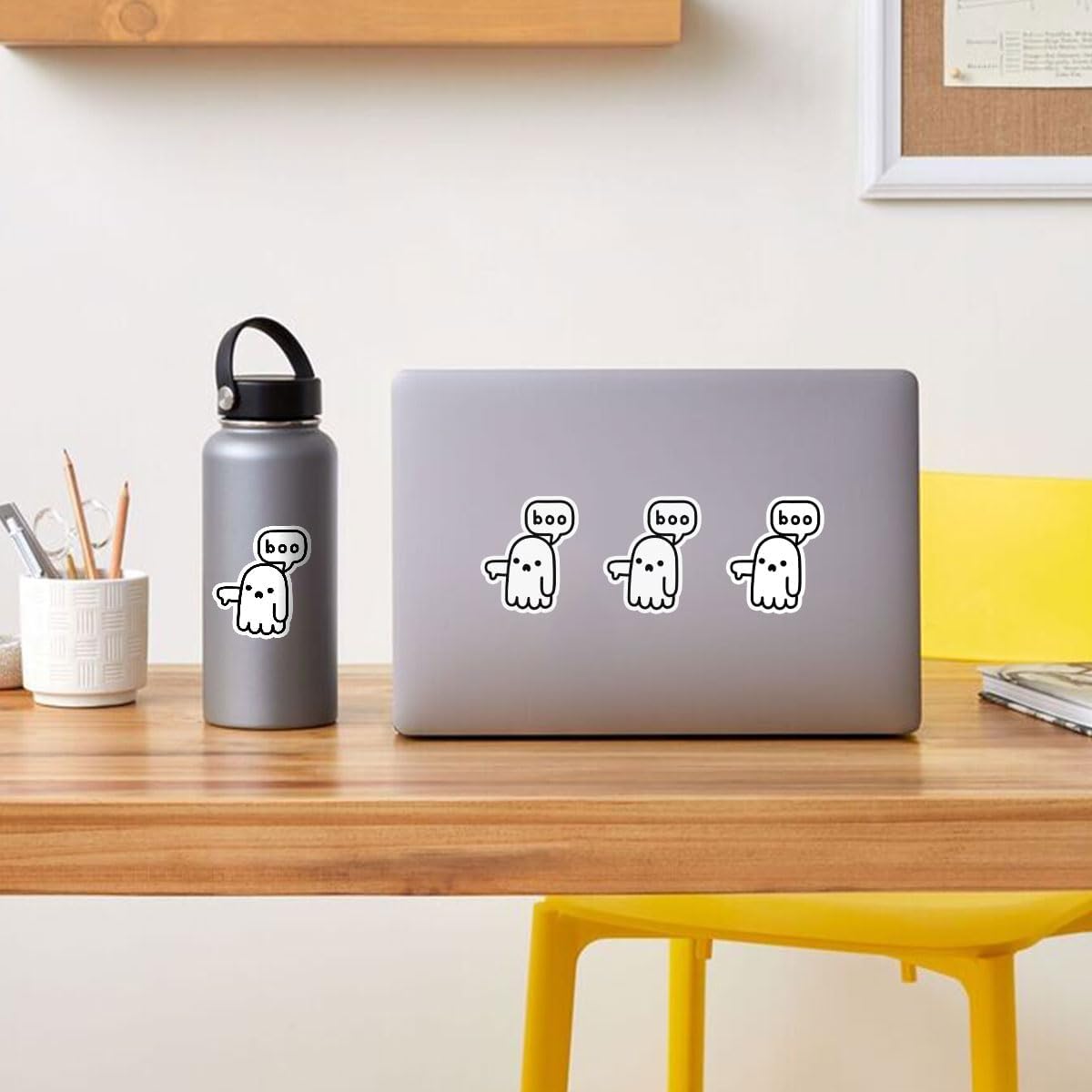 3 Pcs Ghost of Disapproval Sticker, Ghost Boo Stickers - Vinyl Sticker 3 Inches for Water Bottles Laptop Phone Car Window Helmet