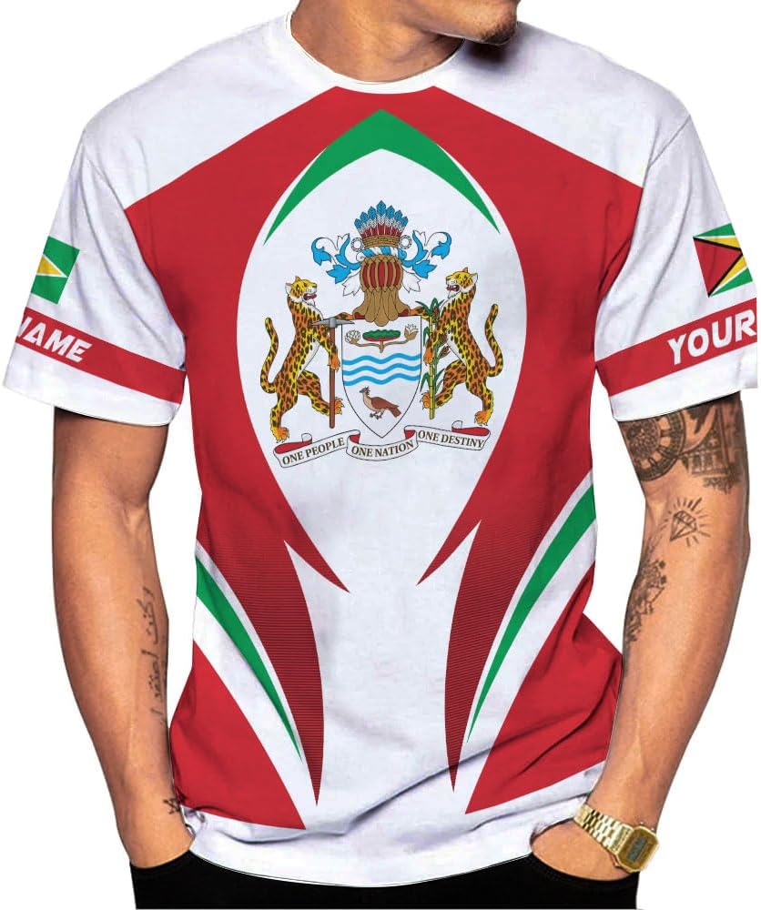 MoonArt Personalized Guyana Shirts - Guyanese Coat of Arms Flag 3D