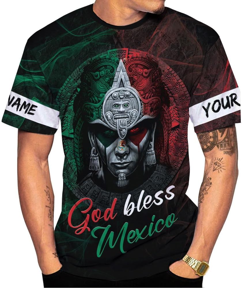 RoyalBro Personalized Mexico Shirts, Camisas De Mexico, Mexico Shirts for Men, Mexican Flag Jersey Shirt Mexico 3D Shirt