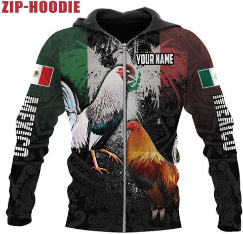 Personalized Name Rooster Mexican Hoodie 3D, Customized Mexican Hoodies for Men, Unisex Mexico Hoodie 3D, Mexico Hoodies for Men, Mexico Flag Gift, T Shirt, Zip Up Hoodie, Sweatshirt HD09