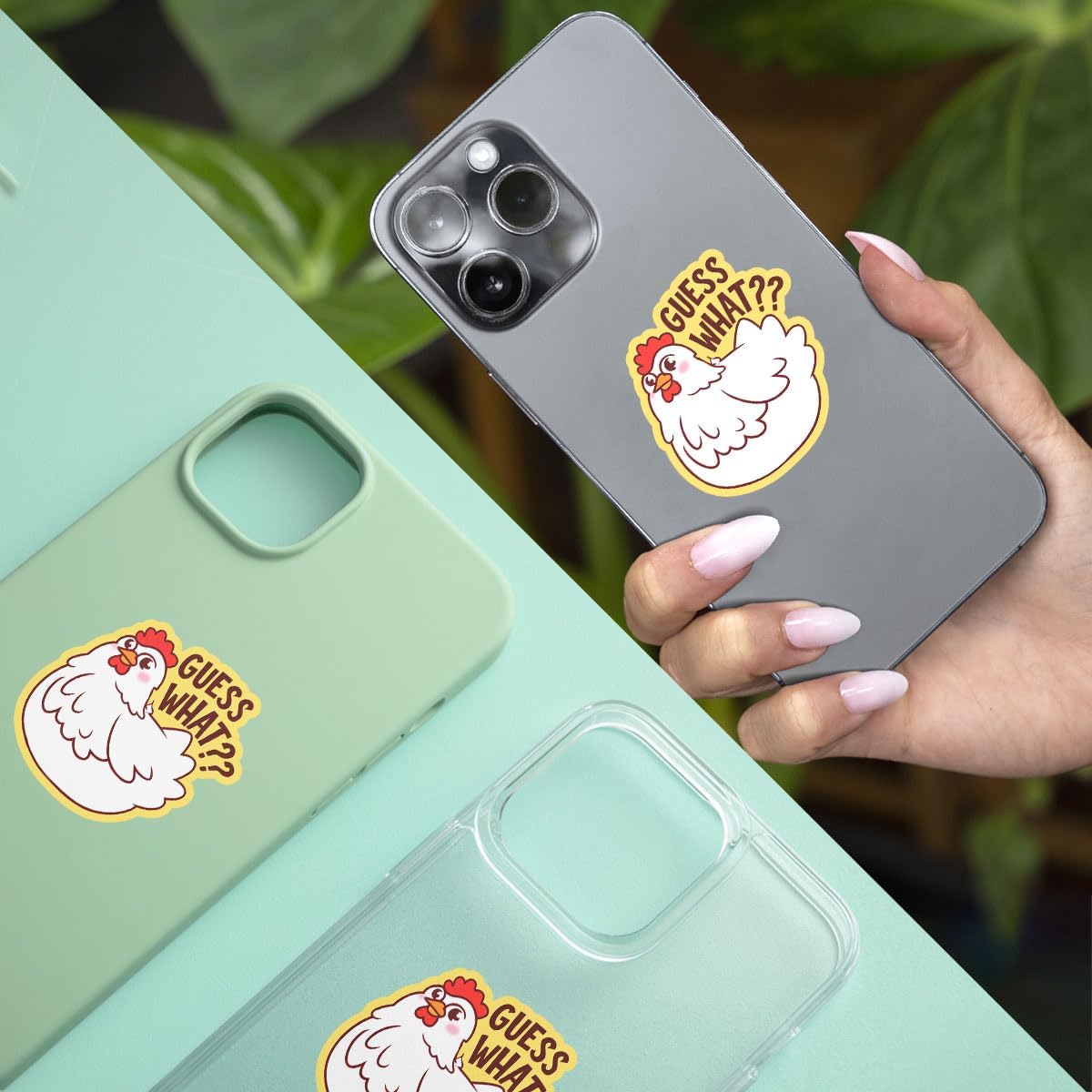 3 Pcs Guess What? Chicken Butt! Sticker, Guess What Sticker, Funny Chicken Sticker, Meme Chicken Sticker for Laptop Water Bottle Phone Car Window Helmet Vinyl Stickers 3 Inches (Guess What 2)