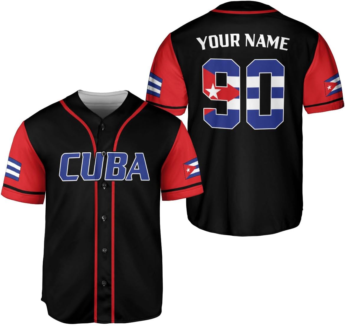 Podagree Personalized Cuba Baseball Shirt, Cuban Flag Jersey for Men and Women