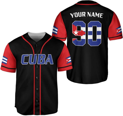 Podagree Personalized Cuba Baseball Shirt, Cuban Flag Jersey for Men and Women