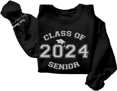 MAPrints Personalized Senior 2024 Embroidered Sweatshirt, Graduation 2024 Class Of 2024 Senior Class Of 2024 Graduation Shirt