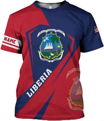 MoonArt Personalized Liberia Shirts Liberian Coat of Arms Flag Liberia 3D Shirts Liberia Liberian Pride Gift