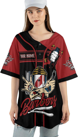 Suseaz Personalized Barber Shop Baseball Jersey Custom Name Shirt 3D for Men Women Scissors Pole Shirts Hairdresser Shop Gift