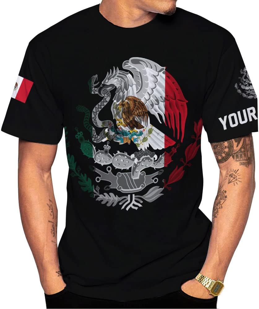 Mostprints Personalized Name Mexican Shirts for Men, Customized Mexico Shirts for Men, Mexico Shirts for Women,Mexico Eagle Flag