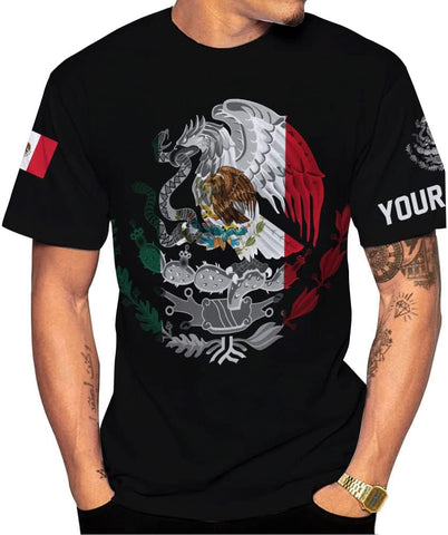 Mostprints Personalized Name Mexican Shirts for Men, Customized Mexico Shirts for Men, Mexico Shirts for Women,Mexico Eagle Flag