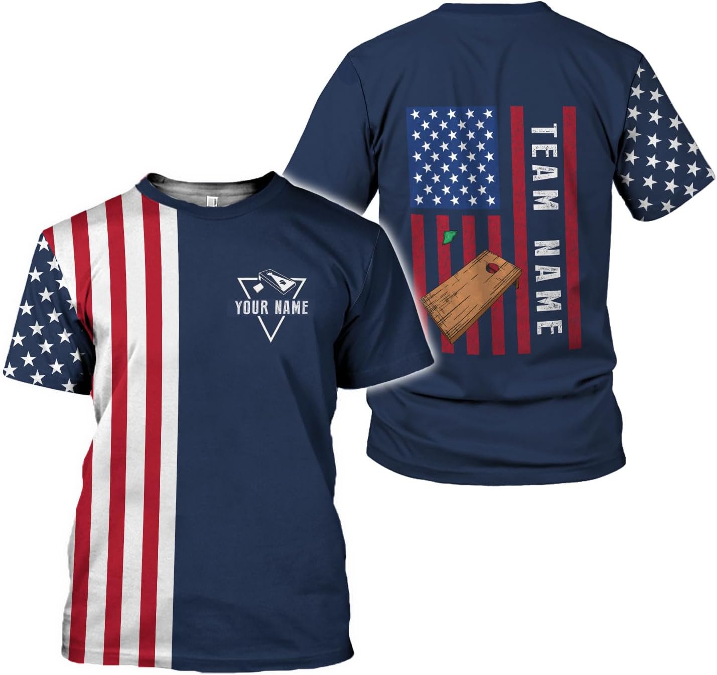 Personalized Cornhole Shirts 3D Over Print for Men & Women, Funny Cornhole Player Toss Sports T-Shirt for Team (CH 1)