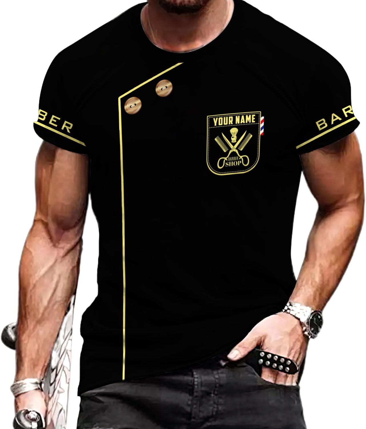 Custom 3D Barber Shirt for Men Women Gift Personalized Hair Stylist Tee Barbershop Apparel Hairdresser Printed Uniform