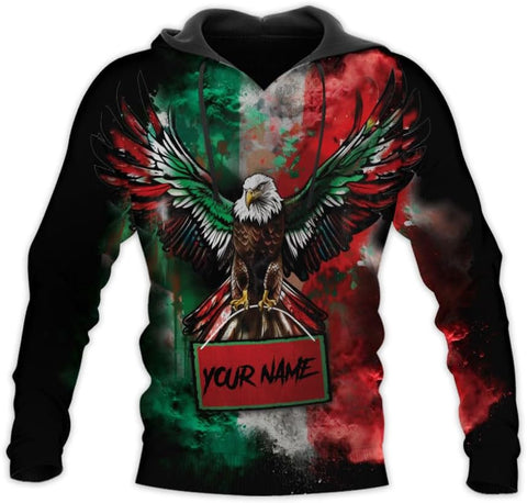 HomeDesign Custom Mexico Shirts Personalized Name Mexican 3D Flag Shirt for Men Women Aztec Unisex US Eagle Pride Camisas