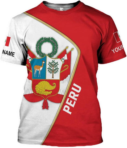 MAPrints Personalized Name Peru Shirts for Men and Women, Custom Peru 3D Tshirt, Peru Flag Pride Shirt, Peruvian Camisa Shirt