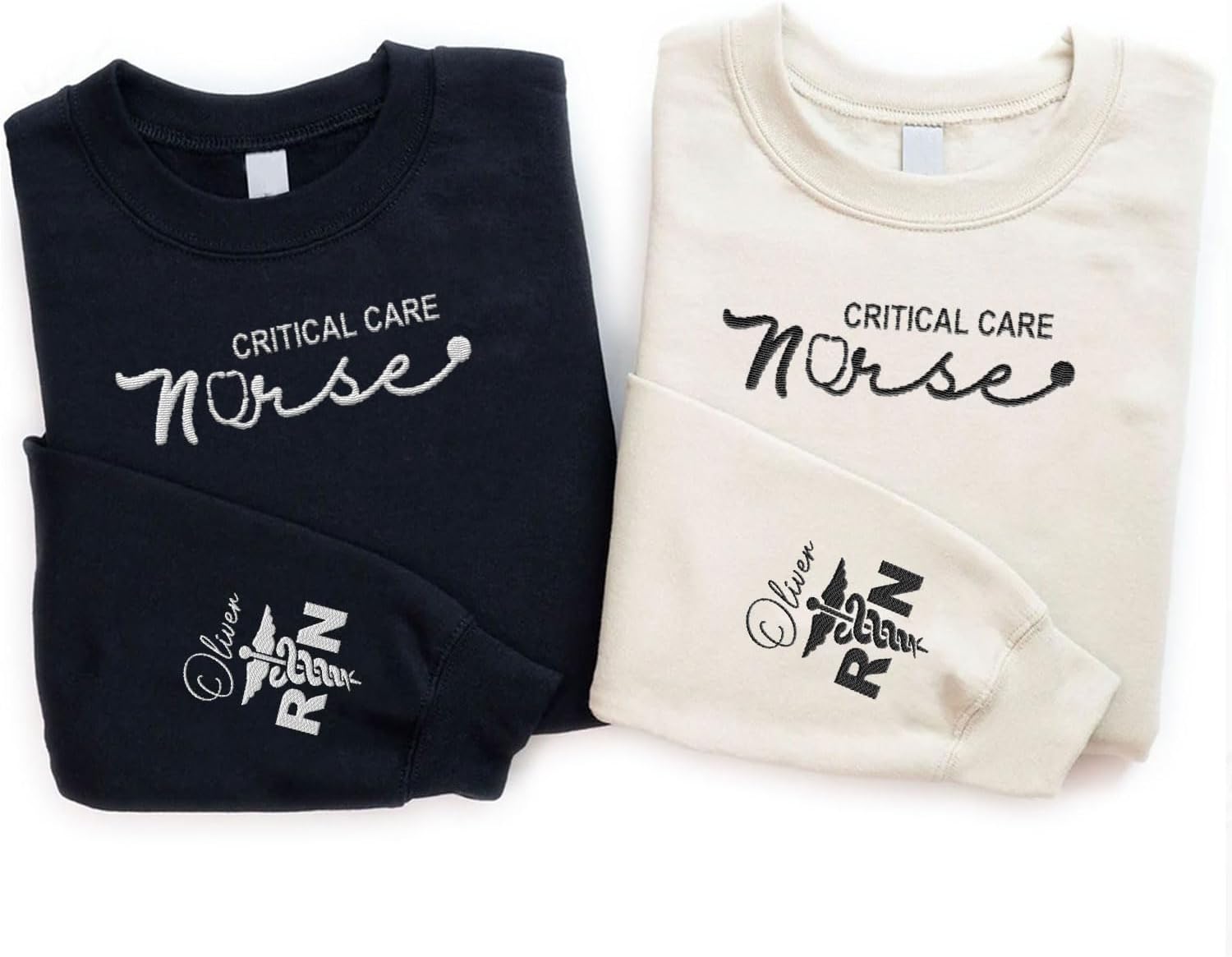 Suseaz Personalized Embroidered Nurse Sweatshirt, Custom Name Nurse Sweatshirt, Gift For Nurse, Women, Nursing School Shirt