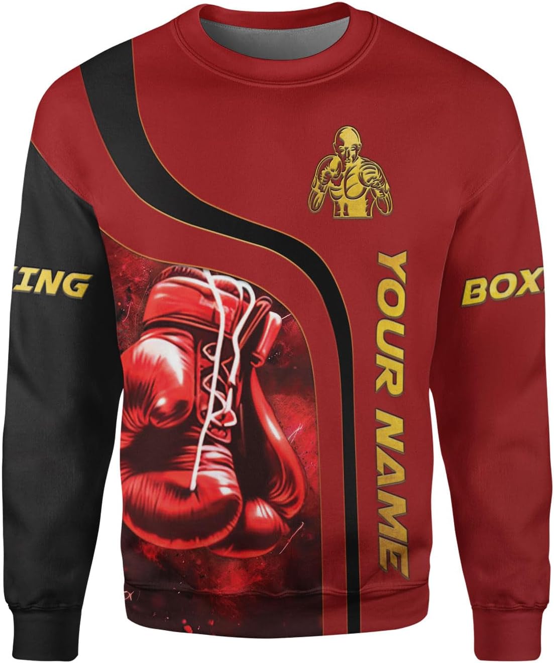 Pretyprints Personalized Boxing 3D Shirt, Boxing Shirts for Men Boxing Gloves Shirt Boxing Tee Shirt Gifts for Boxing Lovers
