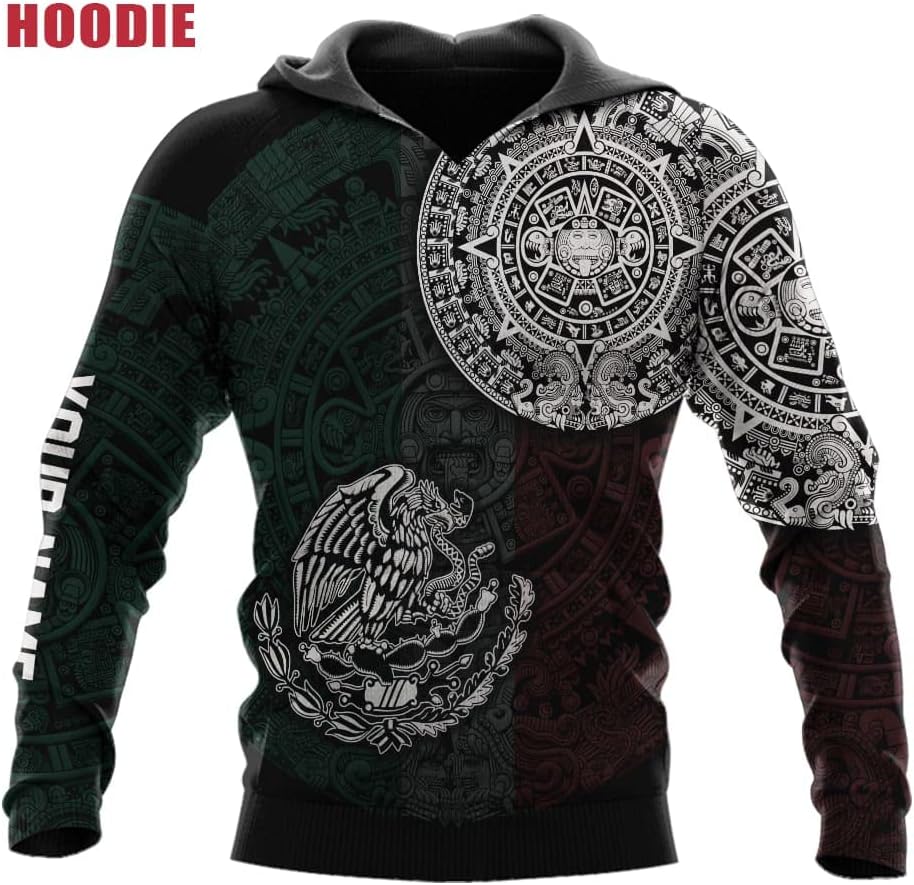 Personalized Name Aztec Hoodie Men, Unisex 3D Aztec Hoodies for Men and Women, Aztec Warrior Mexican Hoodie, Mexico hoodie