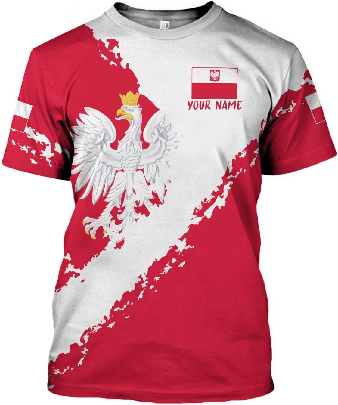 MoonArt Personalized Name Poland Shirt 3D, Poland Pride Shirts, Retro-Feel Polish Eagle Polska Unisex T-Shirt Polish Eagle