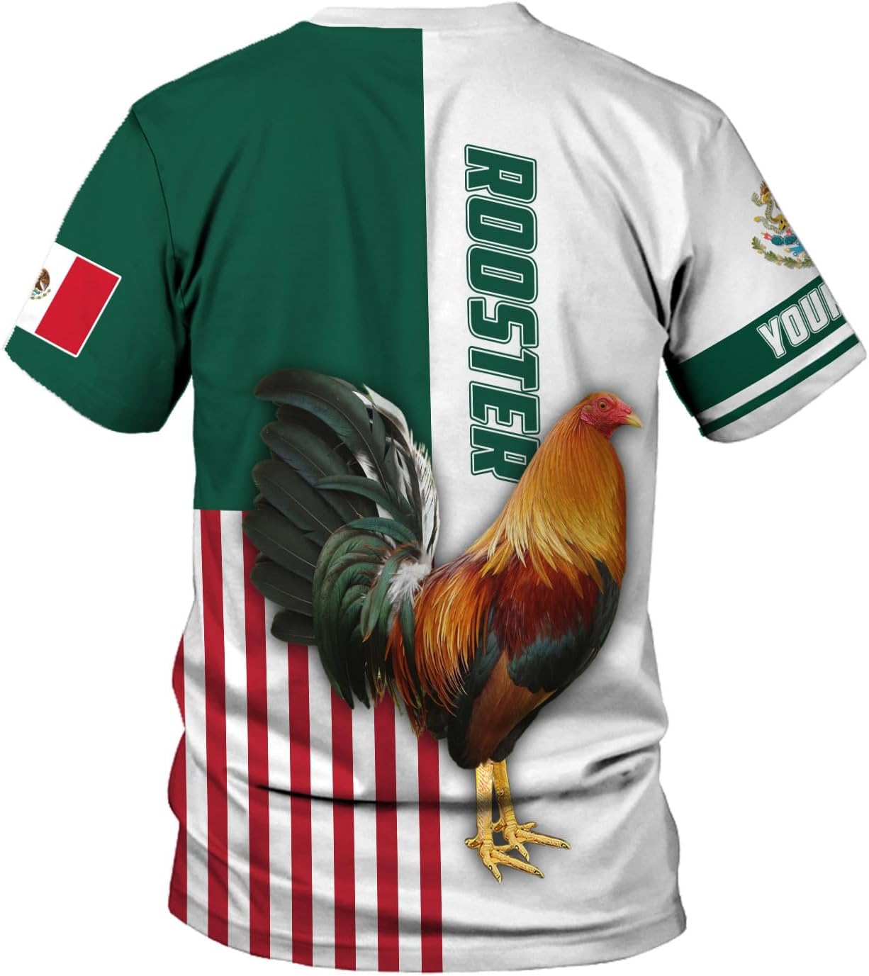 MoonArt Personalized Name Mexican Shirts for Men, Rooster Mexico Shirts for Men, Mexico Shirt Eagle Flag Mexican Eagle