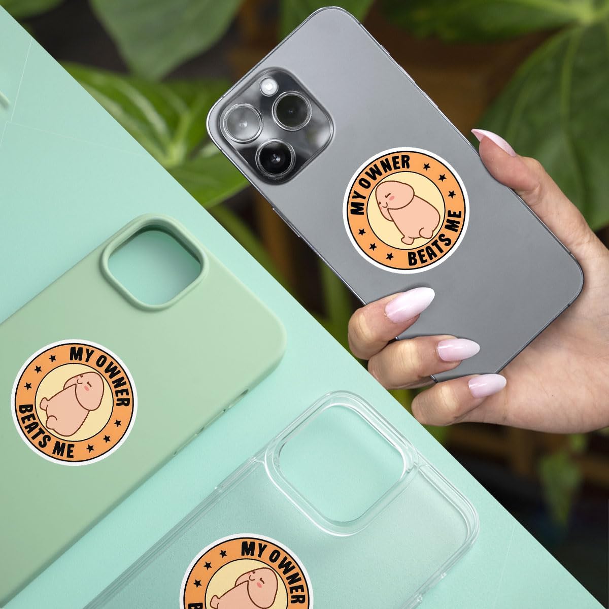 (3pcs) My Owner Beats Me Sticker, Beats Stickers Adult Humor Stickers, You're My Beat - Stickers for Laptop Water Bottle Phone Car Window Helmet Vinyl Stickers 3 Inches (Style 2)