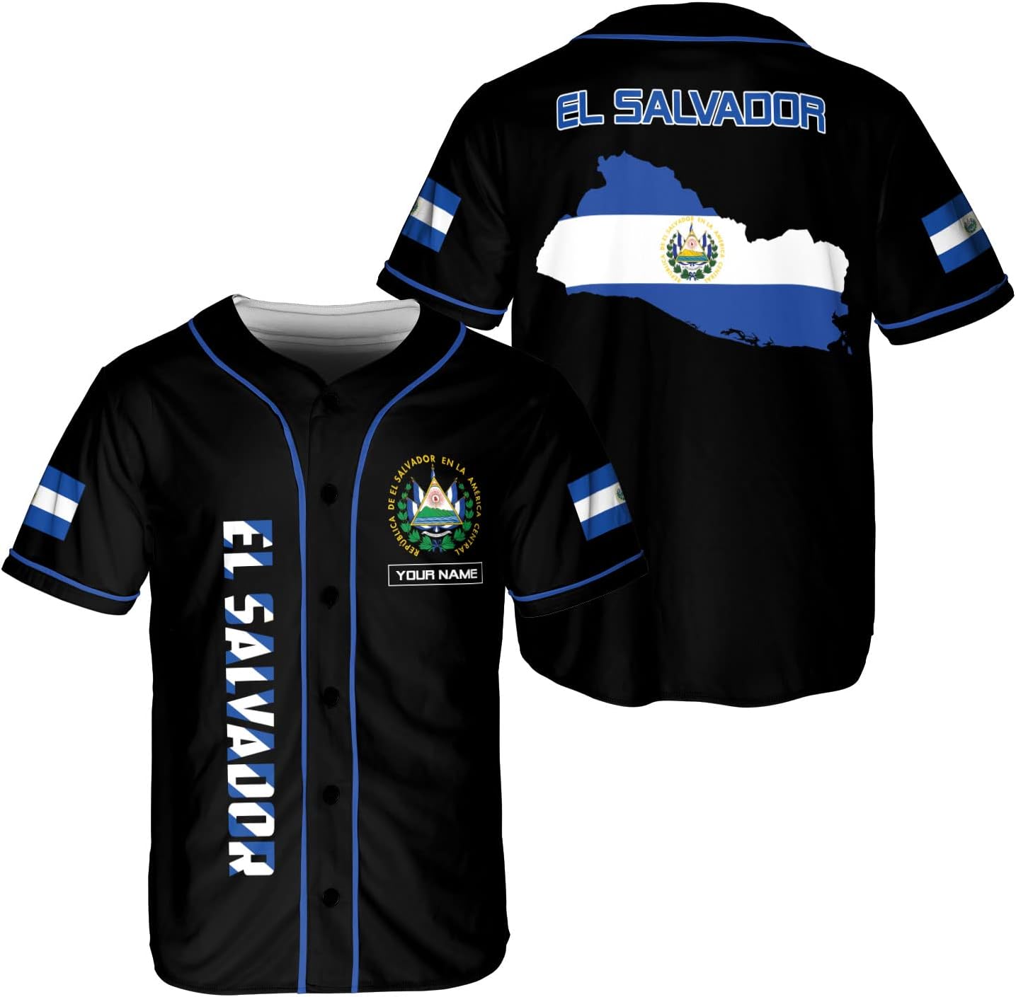 Leeprints Personalized Name El Salvador Baseball Jersey Shirt El Salvador Flag Shirt Salvadorans Pride El Salvadore��a