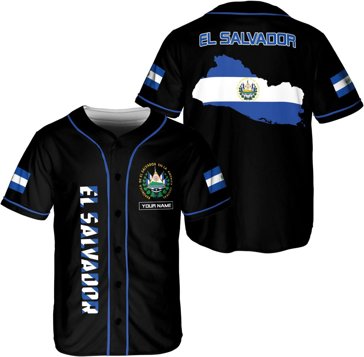 Leeprints Personalized Name El Salvador Baseball Jersey Shirt El Salvador Flag Shirt Salvadorans Pride El Salvadore��a