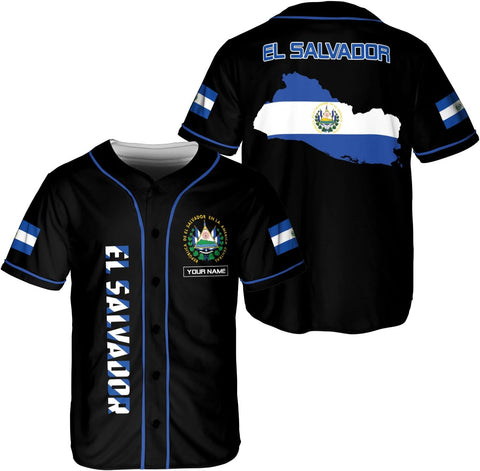Leeprints Personalized Name El Salvador Baseball Jersey Shirt El Salvador Flag Shirt Salvadorans Pride El Salvadore��a