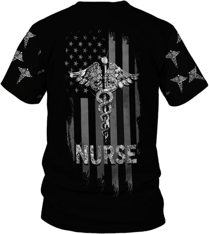 Woseprints Personalized Name 3D Nurse Shirts, Emergency Nurse T-Shirt Gifts