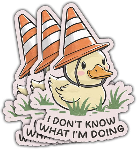 3Pcs I Don't Know What I'm Doing Duck Sticker, I Have No Idea What I'm Doing Bumper Sticker, Fun Yellow Duck with Hat Sticker, Sarcastic Sticker - Stickers for Laptop Water Bottle Phone Car Helmet 3"