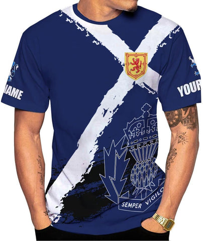 Custom Scotland Shirts for Men Scottish Rampant Lion Scotland Coat of Arms Banner T-Shirt Lion Scottish Pride Gift Shirts 3D