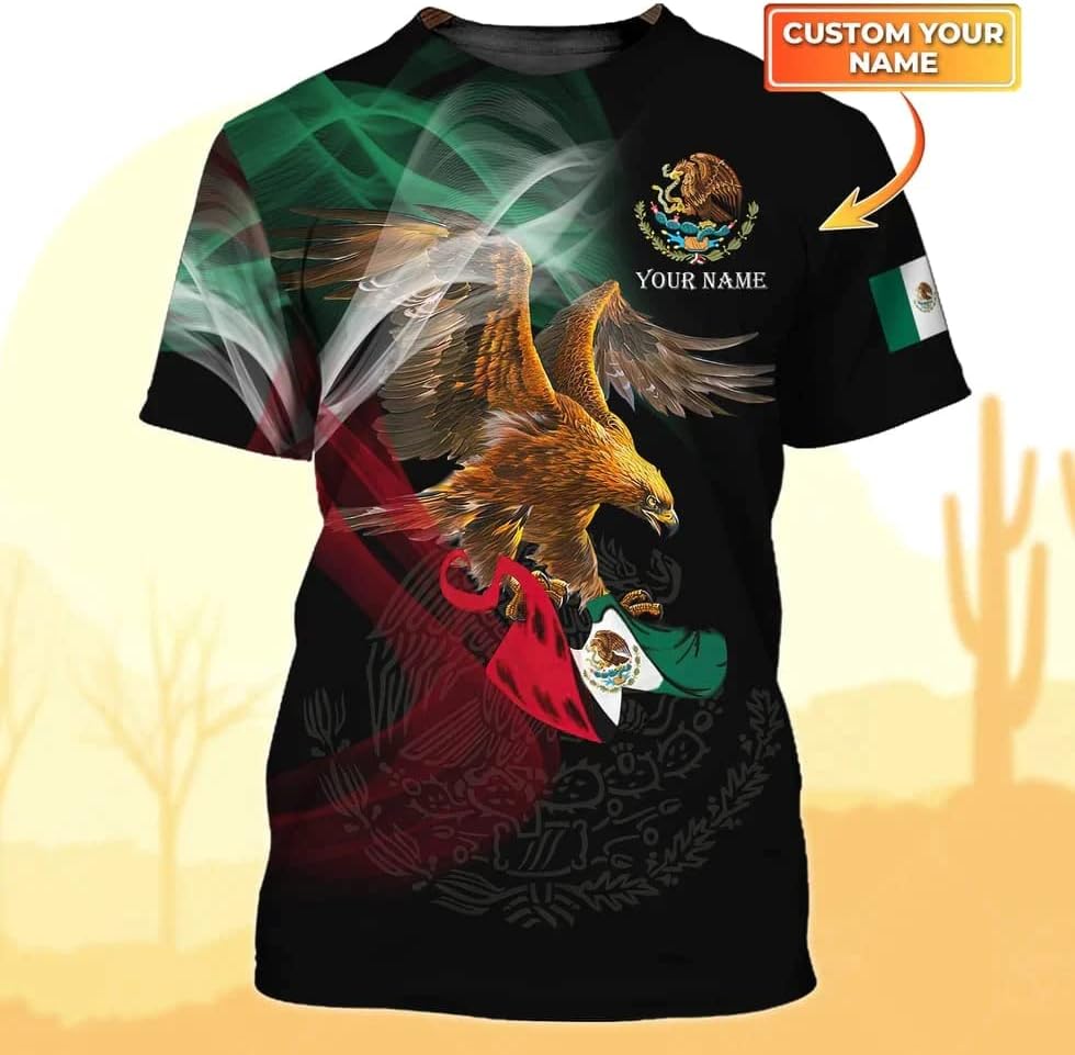 RoyalBro Personalized Mexico Shirt, Camisas de Mexico Customized Mexican Shirts Mexican Flag Mexico 3D Shirt for Men Women