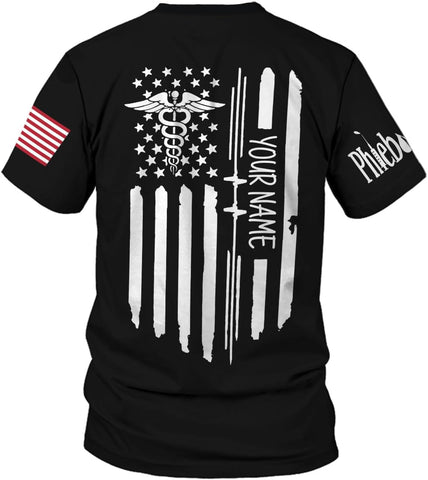 MoonArt Personalized Name Phlebotomist Shirt Gifts USA Phlebotomy Graduation Syringe Hospital Tech Nursing Emergency Shirts