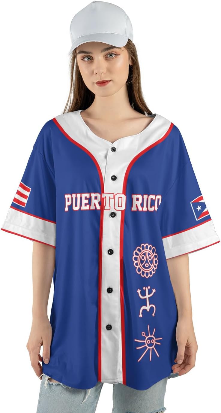 Personalized Puerto Rico Baseball Shirt,Customized Team Name Puerto Rican Baseball Jersey for Men,Women S-5XL