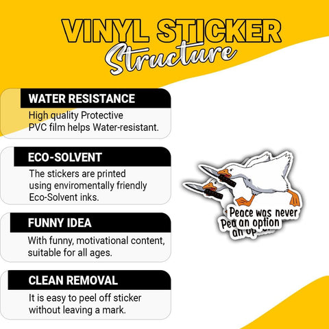 3 Pcs Peace was Never an Option Silly Goose Sticker, Strong Goose Knife Chick Meme Sticker, Peace was Never an Option Decals for Notebook Water Bottle Tumbler Phone Case Laptop 3"x3" (OP1)