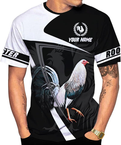 Mostefy Personalized Name Rooster Shirt 3D, Rooster Shirts for Men, Chicken Tshirts Shirts for Women, Funny Chicken Shirts