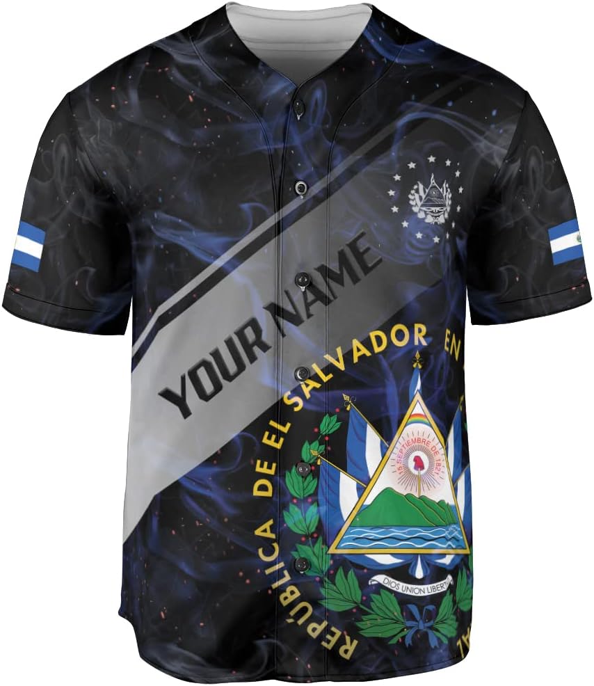 Personalized Name El Salvador Baseball Jersey Shirt El Salvador Flag Shirt Men Salvadorans Pride Jersey El Salvadoreña Tshirt