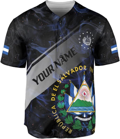 Personalized Name El Salvador Baseball Jersey Shirt El Salvador Flag Shirt Men Salvadorans Pride Jersey El Salvadoreña Tshirt