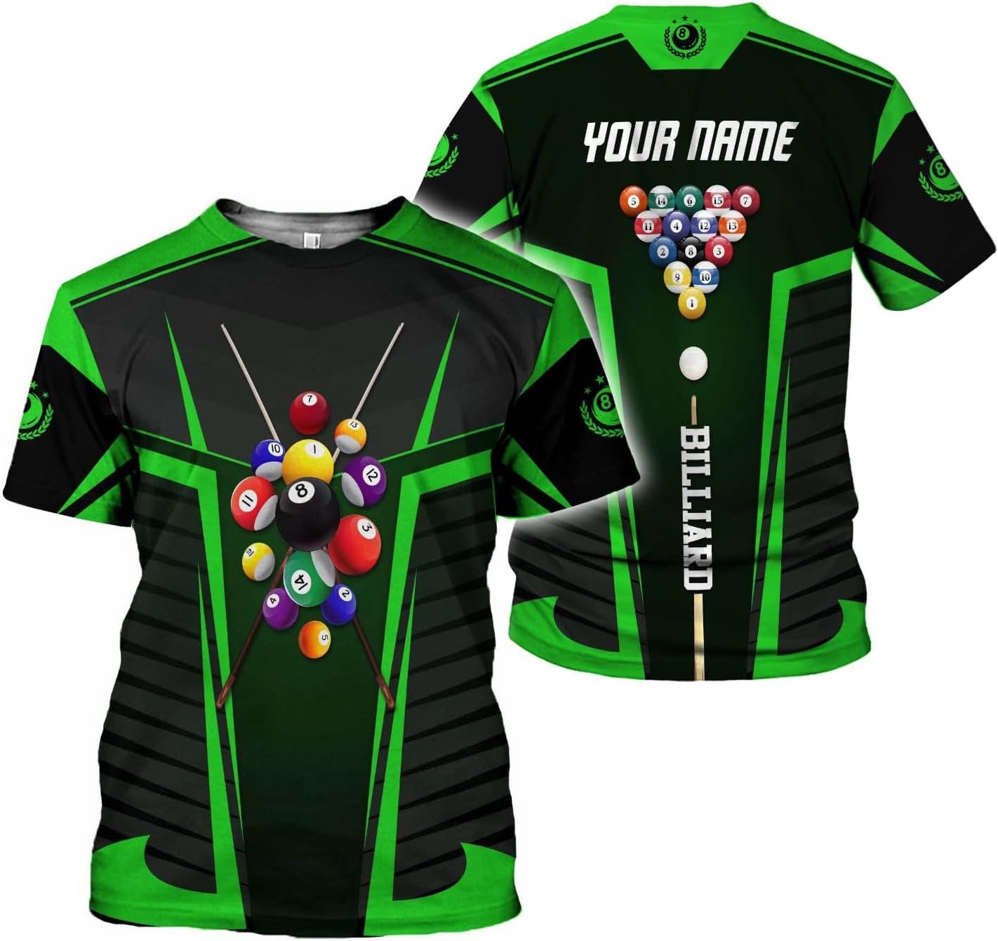 AOVL Personalized Billiard Shirts 3D Billiard Shirt Custom Billiard Flag Shirt Men's Pool Billiards Shirt 8 Ball Men Women