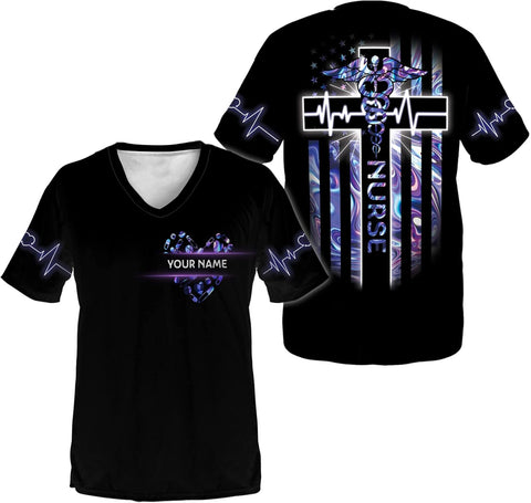 Personalized Nurse V-Neck T-Shirt Gifts for Women, Nursing School Nurse Graduation Gift, Nurse Life, Mother's Day (HD111)