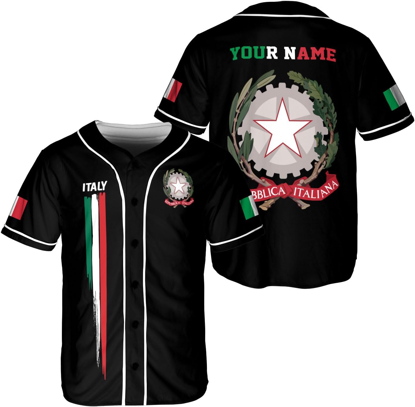Leeprints Personalized Italia Jersey, Italian Soccer Shirt Baseball Italia Pride Flag Jersey Men Women Flag Italy Shirts