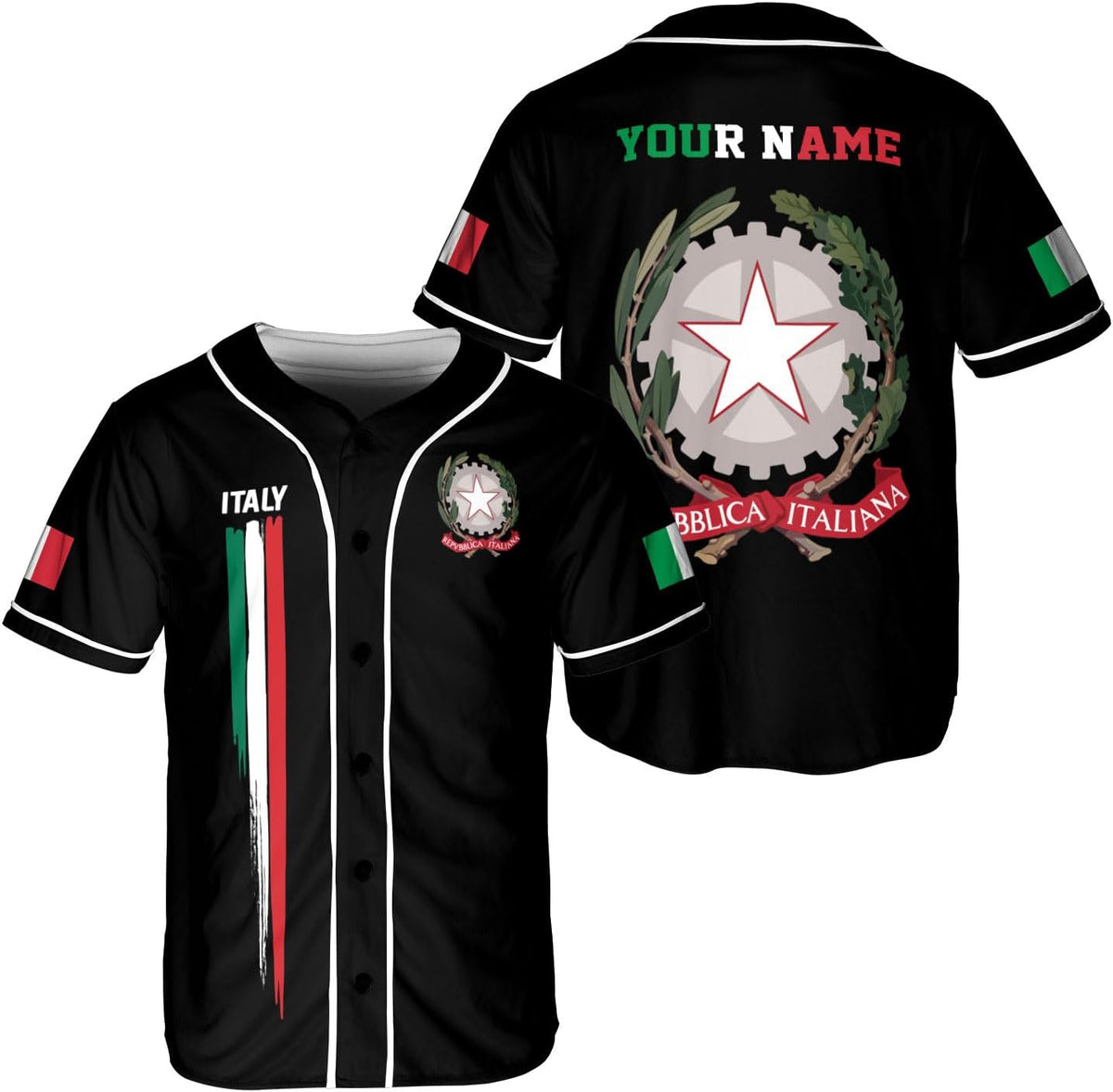 Leeprints Personalized Italia Jersey, Italian Soccer Shirt Baseball Italia Pride Flag Jersey Men Women Flag Italy Shirts