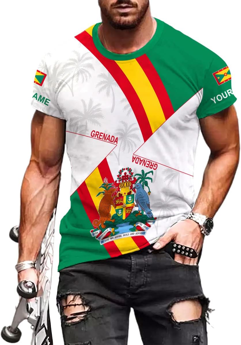 Podagree Personalized Grenada T-Shirt 3D, Proud Grenadan Tshirt, Grenada Flag Grenadian Pride Grenadian Heritage Shirt