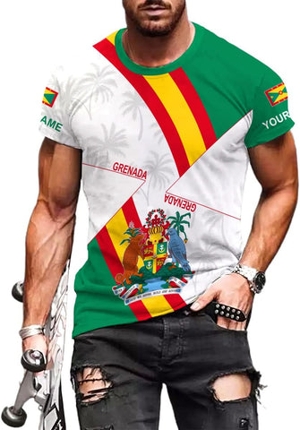 Podagree Personalized Grenada T-Shirt 3D, Proud Grenadan Tshirt, Grenada Flag Grenadian Pride Grenadian Heritage Shirt