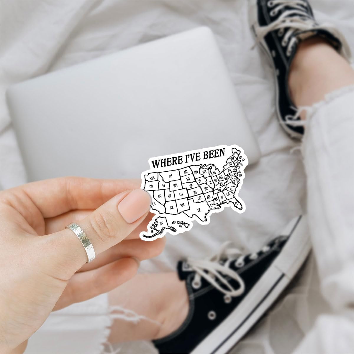 3Pcs Where I've Been Map Sticker Funny Where I Have Been Travel Journal Stickers Where Ive Been USA Map Sticker United States Map Visited Gift Decal for Laptop Bottle Phone Car Hard Hat 3"x3"