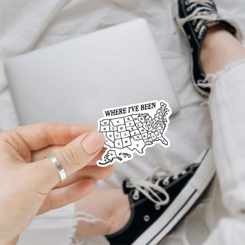 3Pcs Where I've Been Map Sticker Funny Where I Have Been Travel Journal Stickers Where Ive Been USA Map Sticker United States Map Visited Gift Decal for Laptop Bottle Phone Car Hard Hat 3"x3"