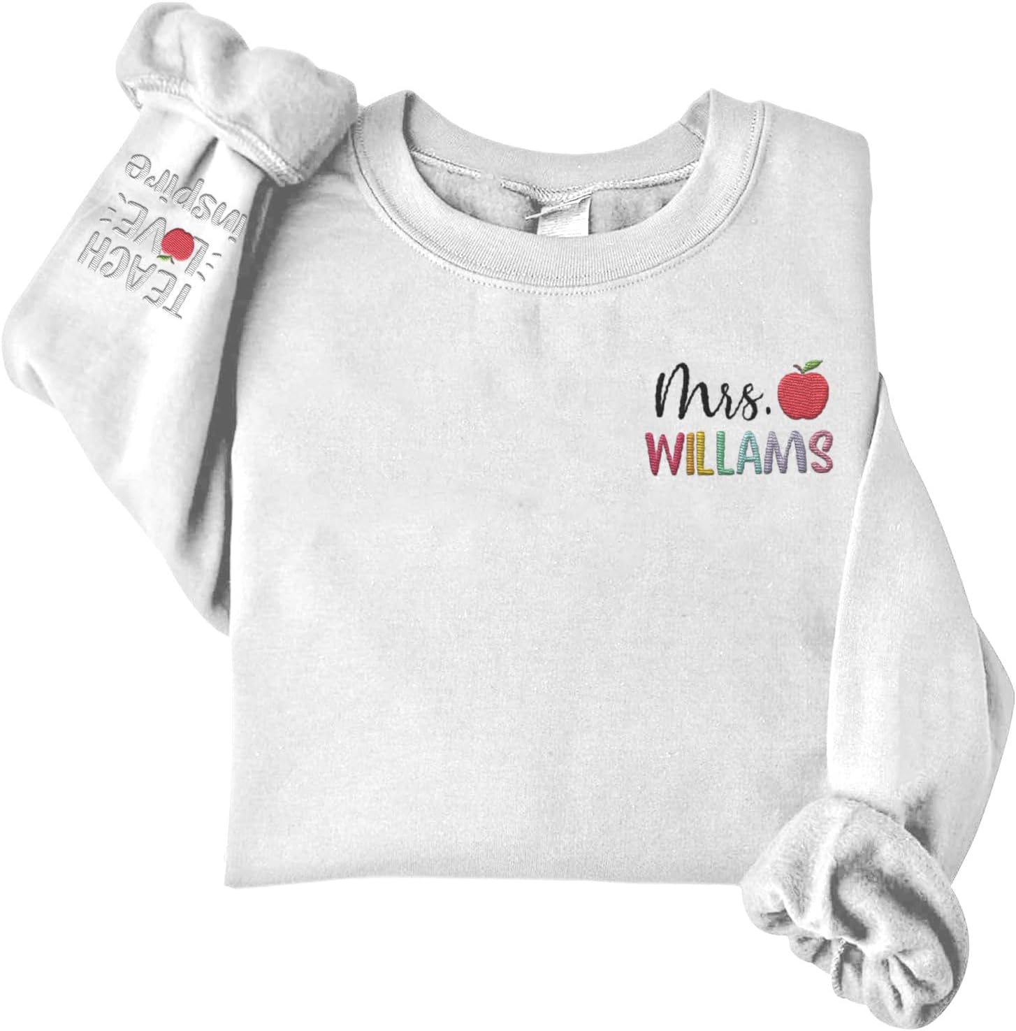 Suseaz Personalized Embroidered Teacher Sweatshirts For Women, Teach Sweatshirt, Teacher Holiday Sweatshirts Gift For Teacher