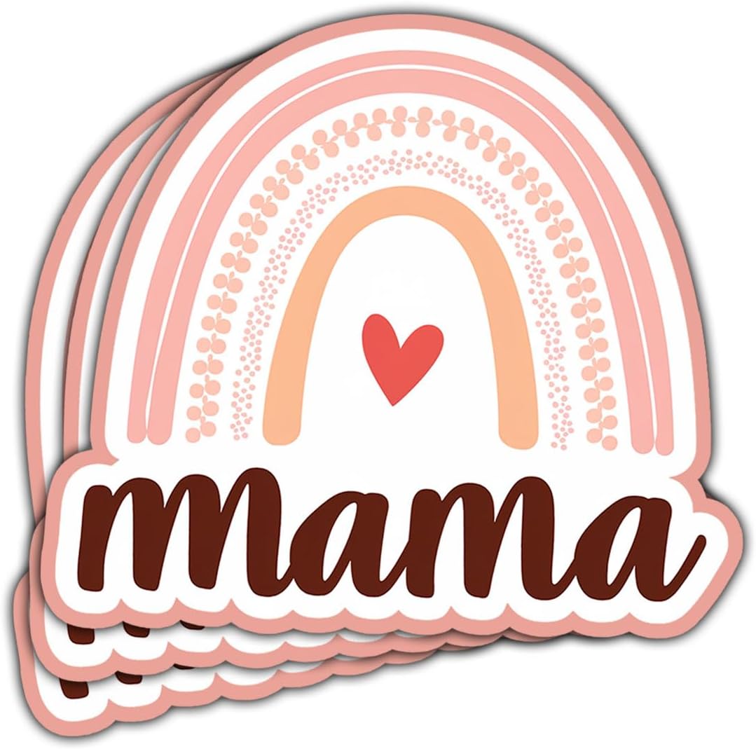 (3Pcs) Mama Rainbow Sticker, Mama Hearts Vinyl Decal, Mama Cheetah Leopard Print Sticker, Mama Accessories, Great Gifts for Mom - Stickers for Laptop Water Bottle Phone Car Window Helmet 3" (MM 2)