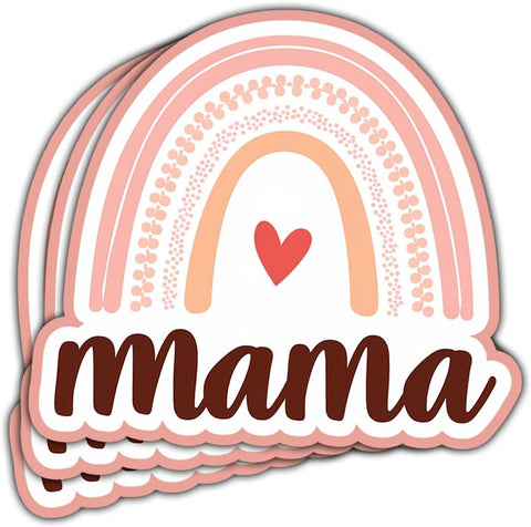 (3Pcs) Mama Rainbow Sticker, Mama Hearts Vinyl Decal, Mama Cheetah Leopard Print Sticker, Mama Accessories, Great Gifts for Mom - Stickers for Laptop Water Bottle Phone Car Window Helmet 3" (MM 2)